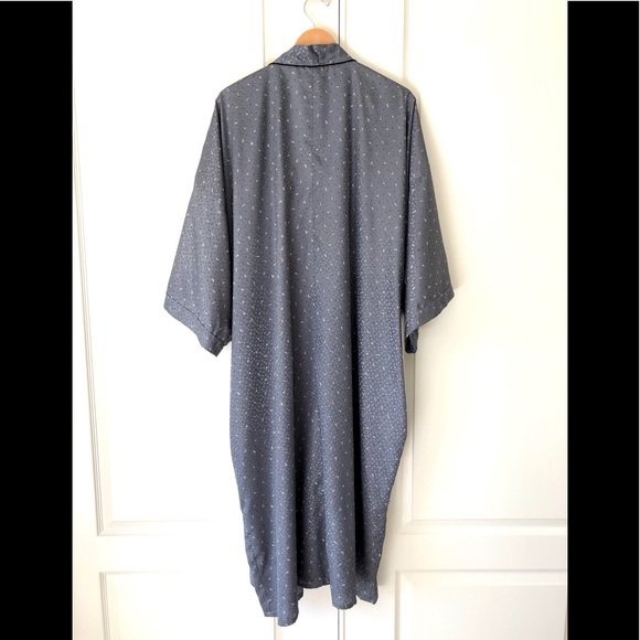 kimono style unisex one size fits most silky Steely gray & black trim - Picture 14 of 15